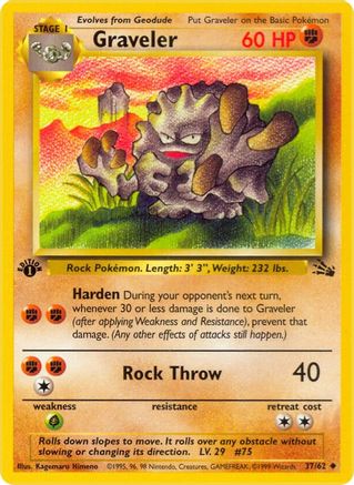 Graveler (037/62) 1st Edition [Fossil] - Uncommon