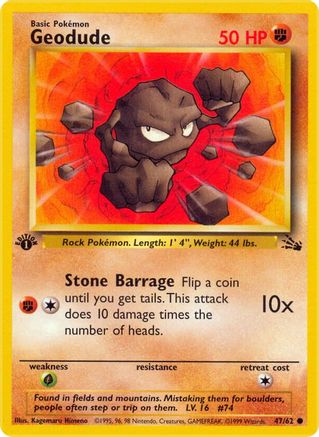 Geodude (047/62) 1st Edition [Fossil] - Common