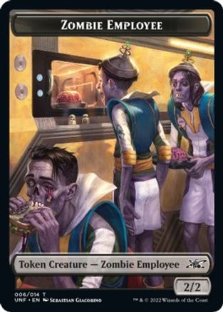 Zombie Employee // Food (010) Double-sided Token (UNF-) - Unfinity Foil