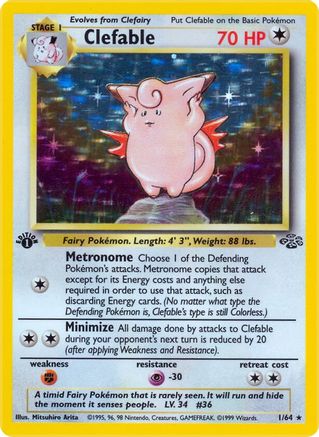 Clefable (001/64) 1st Edition Holofoil [Jungle] - Holo Rare