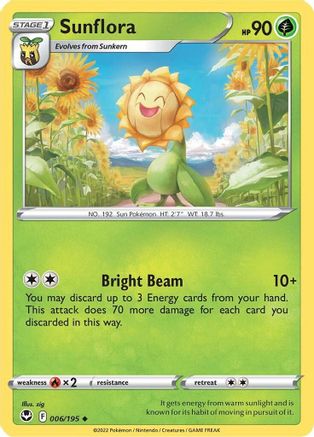 Sunflora (006/195) Reverse Holofoil [Silver Tempest] - Uncommon