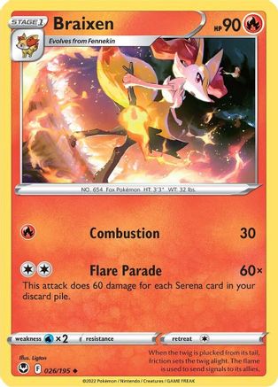 Braixen (026/195) Reverse Holofoil [Silver Tempest] - Uncommon