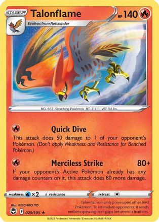 Talonflame (029/195) Reverse Holofoil [Silver Tempest] - Rare