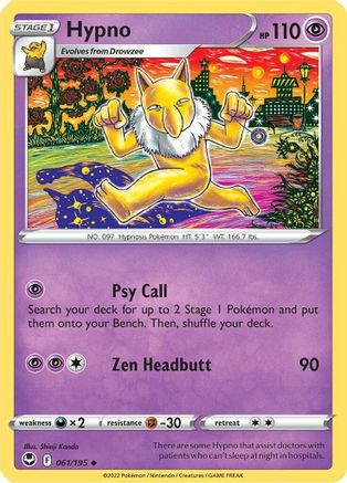 Hypno (061/195) Reverse Holofoil [Silver Tempest] - Uncommon