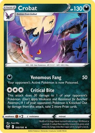Crobat (105/195) Reverse Holofoil [Silver Tempest] - Holo Rare