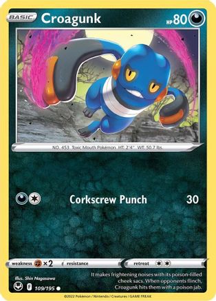Croagunk (109/195) Reverse Holofoil [Silver Tempest] - Common