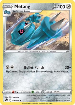 Metang (118/195) Reverse Holofoil [Silver Tempest] - Uncommon