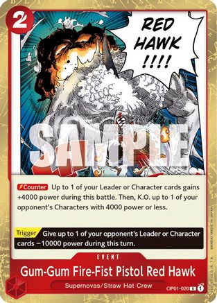 Gum-Gum Fire-Fist Pistol Red Hawk (OP01-026) - Romance Dawn Foil