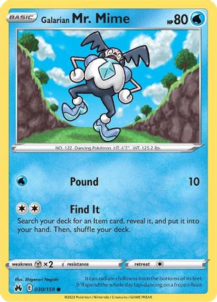 Galarian Mr. Mime (030/159) Reverse Holofoil [SWSH Crown Zenith] - Common