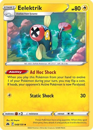 Eelektrik (048/159) Reverse Holofoil [SWSH Crown Zenith] - Uncommon