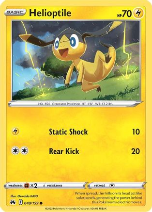 Helioptile (049/159) Reverse Holofoil [SWSH Crown Zenith] - Common