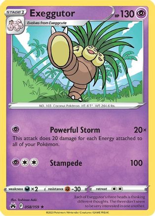 Exeggutor (058/159) Reverse Holofoil [SWSH Crown Zenith] - Rare