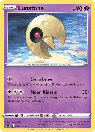 Lunatone (062/159) Reverse Holofoil [SWSH Crown Zenith] - Uncommon