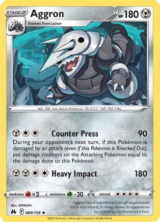 Aggron (089/159) Reverse Holofoil [SWSH Crown Zenith] - Holo Rare