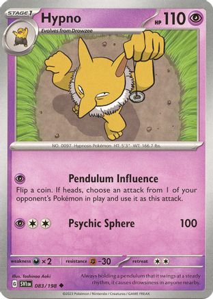 Hypno (083) Reverse Holofoil [Scarlet & Violet Base Set] - Uncommon