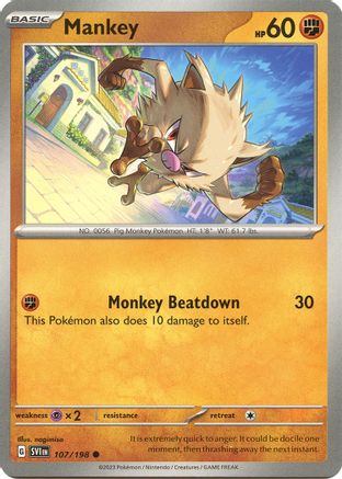Mankey (107) Reverse Holofoil [Scarlet & Violet Base Set] - Common