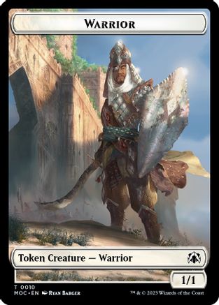 Warrior // Emblem - Elspeth, Sun's Champion Double-sided Token (MOC-10 // 43) - Commander: March of the Machine