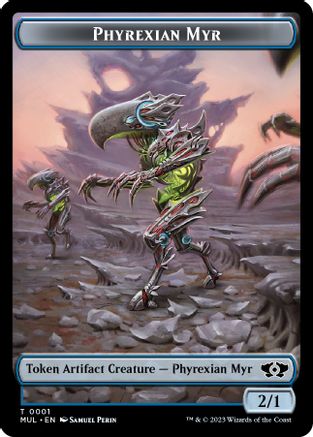Phyrexian Myr // Dinosaur Double-Sided Token (MOM-1 // 7) - March of the Machine Foil