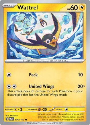 Wattrel (080/193) Reverse Holofoil [Paldea Evolved] - Common