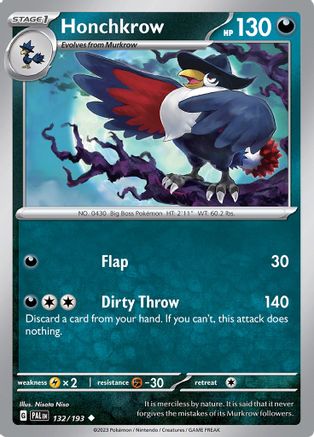 Honchkrow (132) Reverse Holofoil [Paldea Evolved] - Uncommon