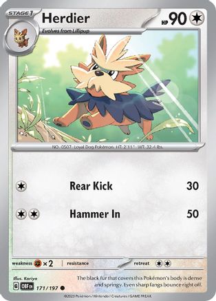Herdier (171) Reverse Holofoil [Obsidian Flames] - Common