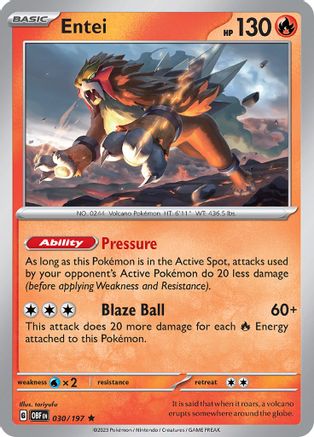 Entei (030) Holofoil [Obsidian Flames] - Rare