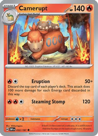Camerupt (032) Reverse Holofoil [Obsidian Flames] - Uncommon