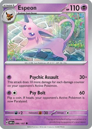 Espeon (086) Reverse Holofoil [Obsidian Flames] - Uncommon