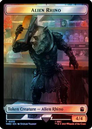 Alien Rhino // Mutant Double-Sided Token (Surge Foil) (WHO-35 // 50) - Universes Beyond: Doctor Who Foil