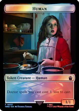 Human (0037) // Dinosaur Double-Sided Token (Surge Foil) (WHO-37 // 52) - Universes Beyond: Doctor Who Foil