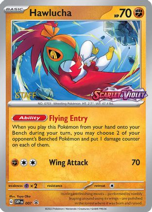 Hawlucha (Prerelease) [Staff] (007) Holofoil [SV Scarlet & Violet Promo Cards] - Promo