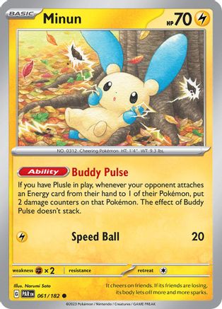 Minun (061/182) Reverse Holofoil [Paradox Rift] - Common