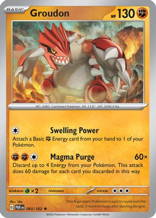 Groudon (093/182) Reverse Holofoil [Paradox Rift] - Rare