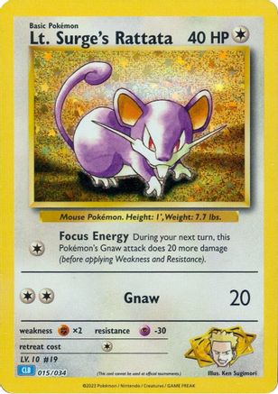 Lt. Surge's Rattata (015) Holofoil [Trading Card Game Classic] - Classic Collection