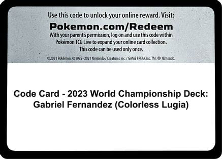 Code Card - 2023 World Championship Deck: Gabriel Fernandez (Colorless Lugia) [World Championship Decks] - Code Card