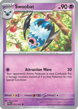 Swoobat (033) Reverse Holofoil [SV Paldean Fates] - Uncommon