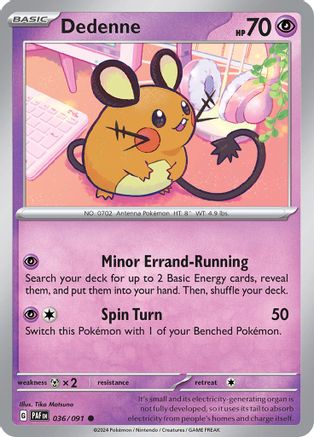 Dedenne (036) Reverse Holofoil [SV Paldean Fates] - Common