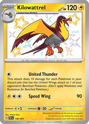 Kilowattrel (146/091) Holofoil [SV Paldean Fates] - Shiny Rare