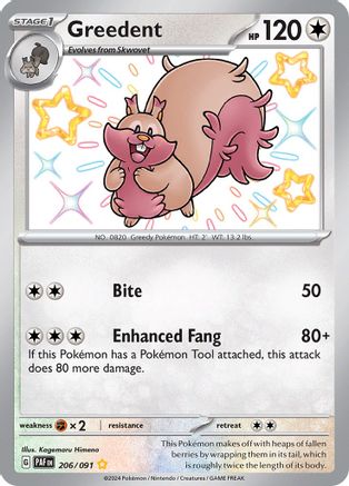 Greedent (206) Holofoil [SV Paldean Fates] - Shiny Rare