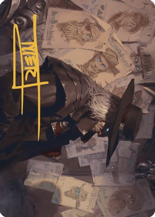 Lazav, Familiar Stranger Art Card (Gold-Stamped Signature) (ASOTJ-025) - Art Series: Outlaws of Thunder Junction