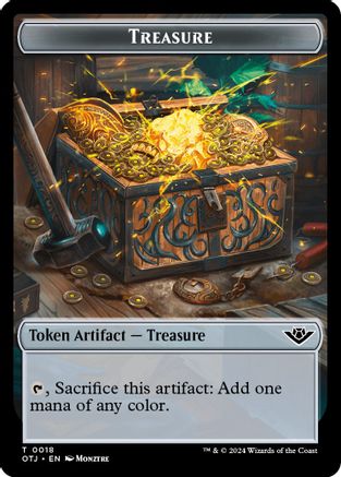 Treasure // Human Cleric Double-Sided Token (OTJ-18 // 1) - Outlaws of Thunder Junction Foil