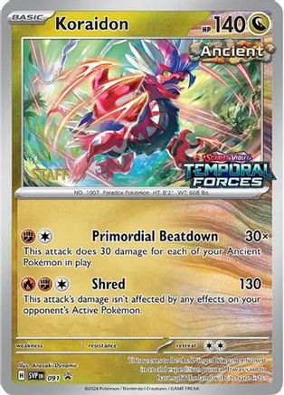Koraidon (Prerelease) [Staff] (091) Holofoil [SV Scarlet & Violet Promo Cards] - Promo
