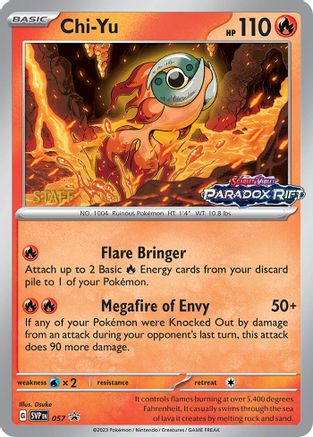 Chi-Yu (Prerelease) [Staff] (057) Holofoil [SV Scarlet & Violet Promo Cards] - Promo