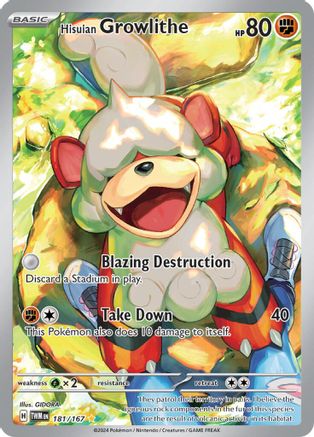 Hisuian Growlithe (181/167) Holofoil [Twilight Masquerade] - Illustration Rare