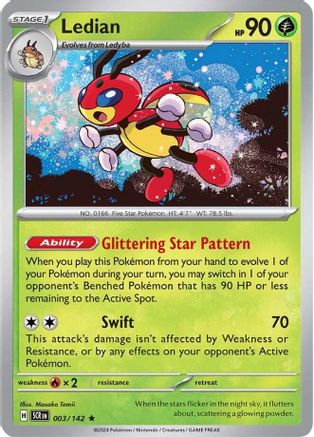 Ledian (003/142) Reverse Holofoil [Stellar Crown] - Rare