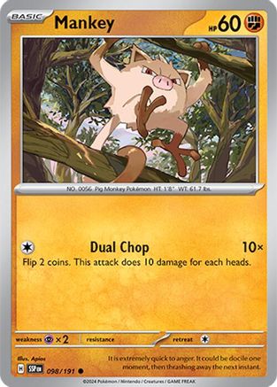 Mankey (098) Reverse Holofoil [Surging Sparks] - Common