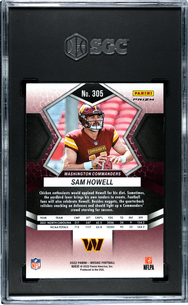 2022 Panini Mosaic Mosaic Prizm #305 Sam Howell SGC 9.5 (Rookie) | Eastridge Sports Cards