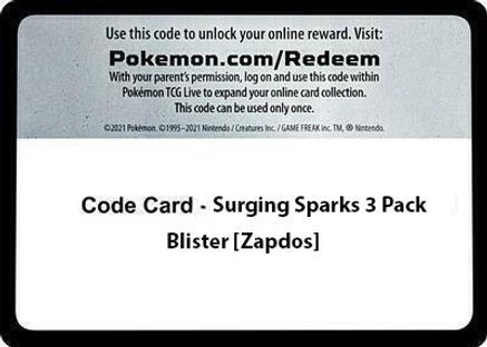 Code Card - Surging Sparks 3 Pack Blister [Zapdos] [Surging Sparks] - Code Card