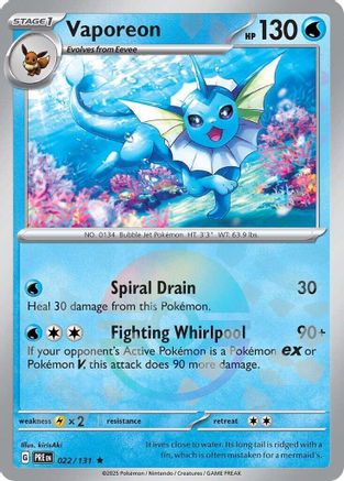 Vaporeon (Poke Ball Pattern) (022) Holofoil [SV Prismatic Evolutions] - Rare