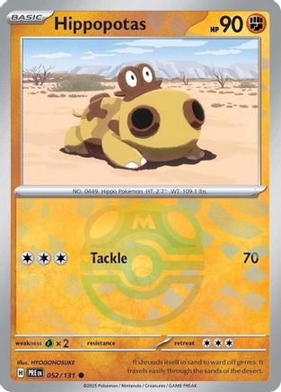 Hippopotas (Master Ball Pattern) (052) Holofoil [SV Prismatic Evolutions] - Common